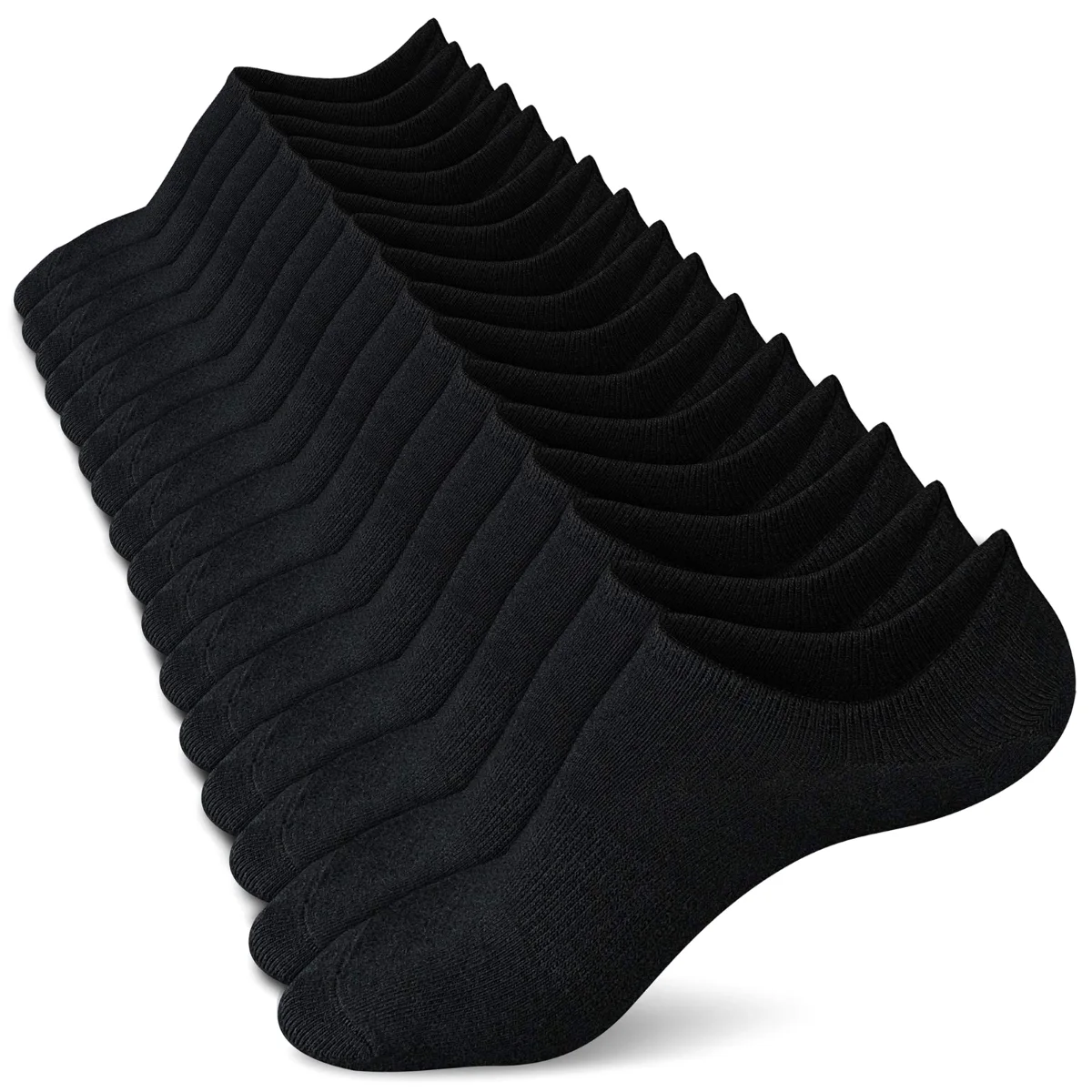 Wernies Classic Low Cut No Show Socks, 8 pairs, Black