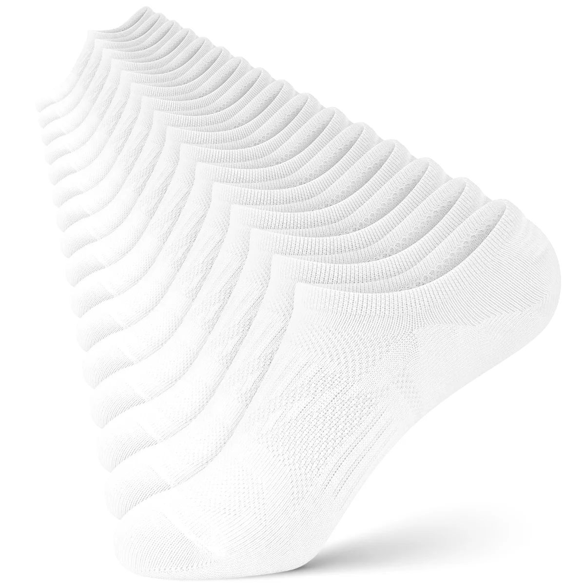 Wernies Cushioned Mesh No Show Socks, 8 pairs, White