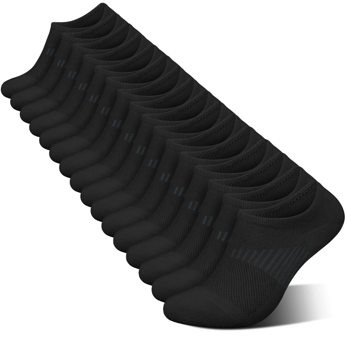 Wernies Everyday Mesh No Show Socks, 8 pairs, Black