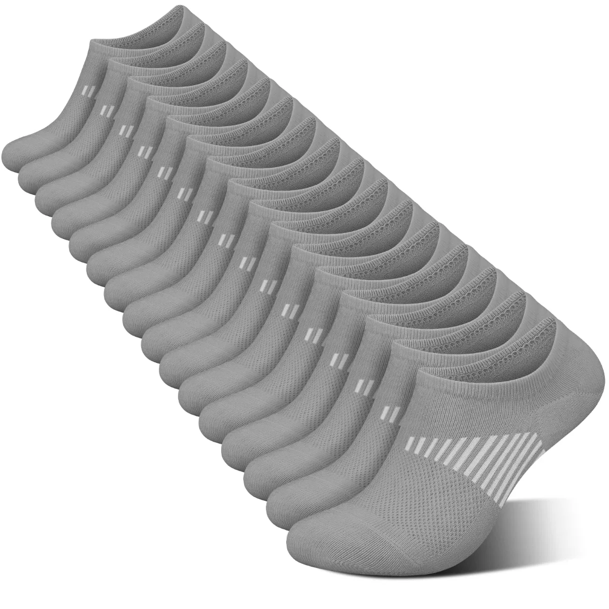 Wernies Everyday Mesh No Show Socks, 8 pairs, Gray