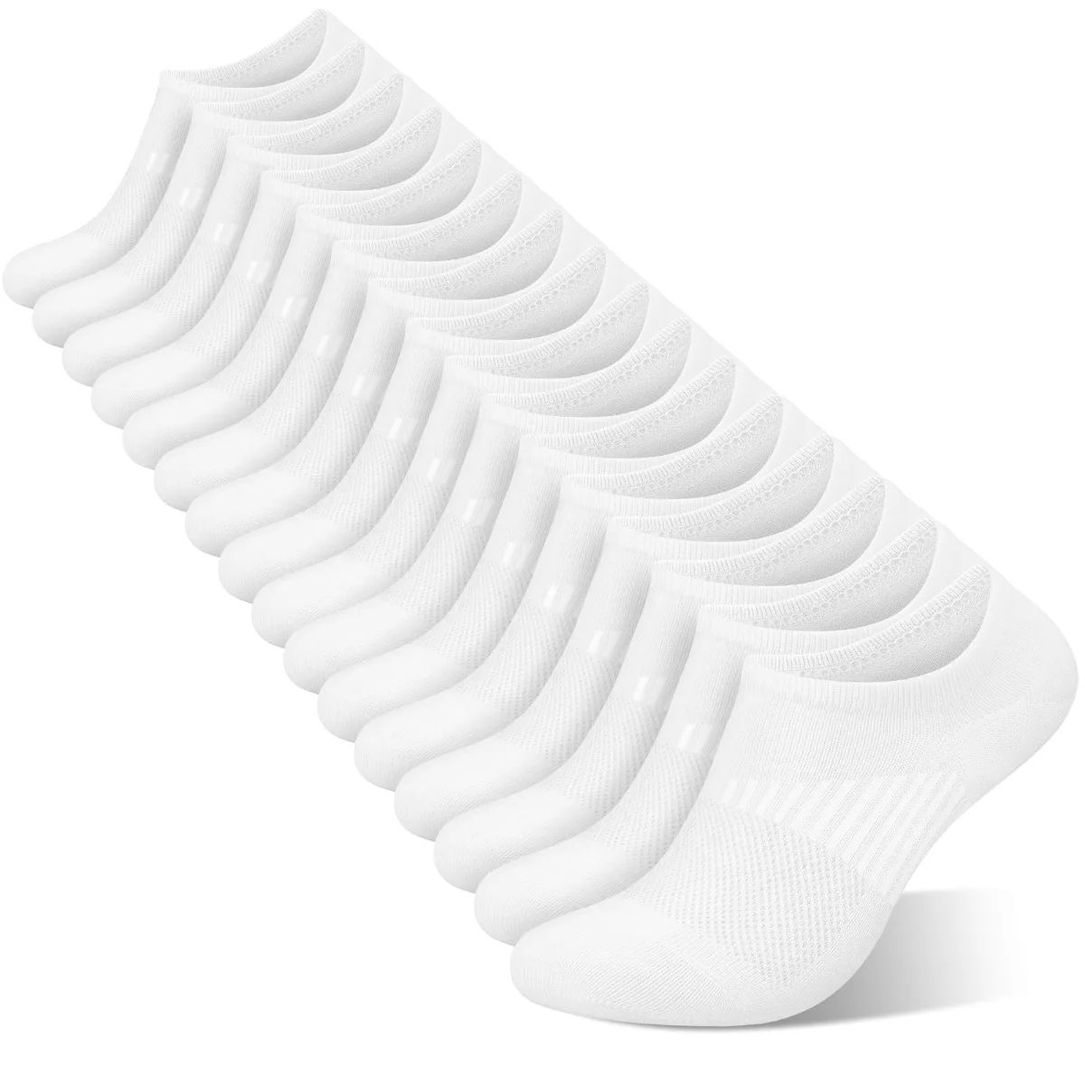 Wernies Everyday Mesh No Show Socks, 8 pairs, White