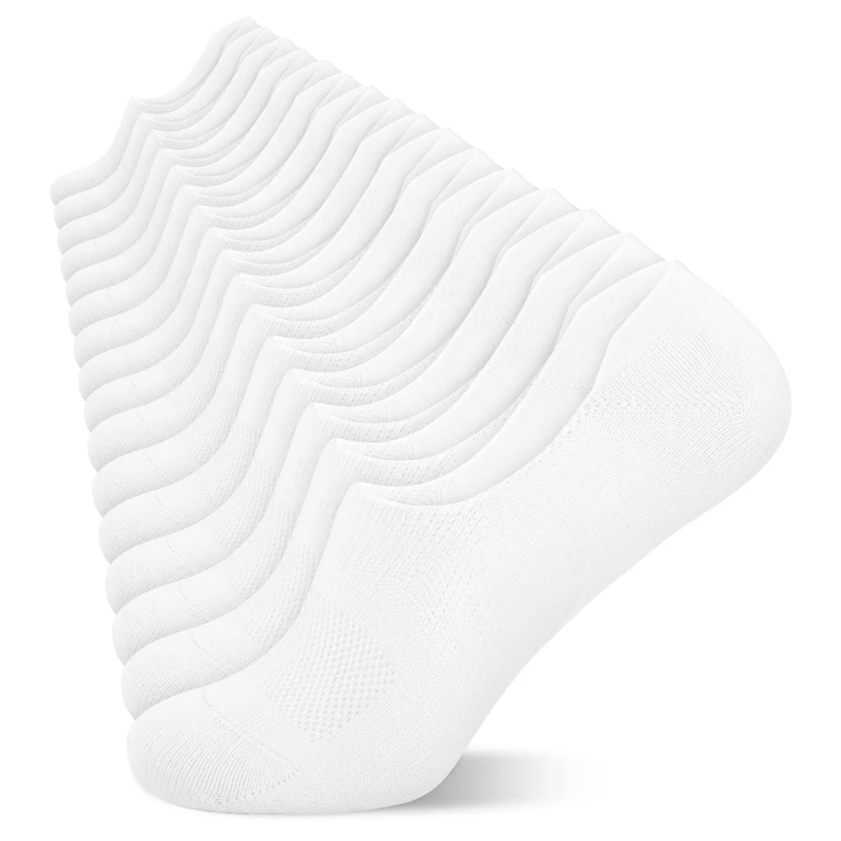 Wernies Invisible Liner Socks, 8 pairs, White