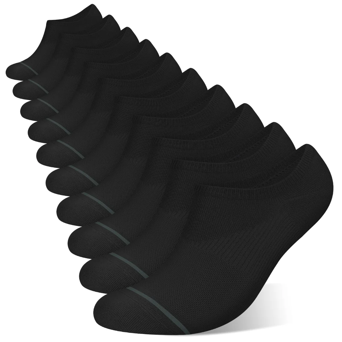 Wernies Men's Cotton No Show Socks, 10 pairs, Black