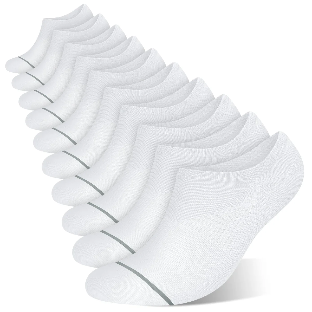 Wernies Men's Cotton No Show Socks, 10 pairs, White