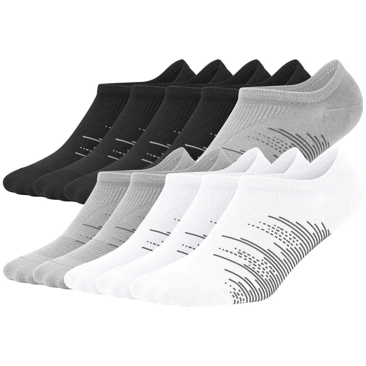 Wernies Men's Mesh Sport No Show Socks, 10 pairs, 4 black, 3 white, 3 gray