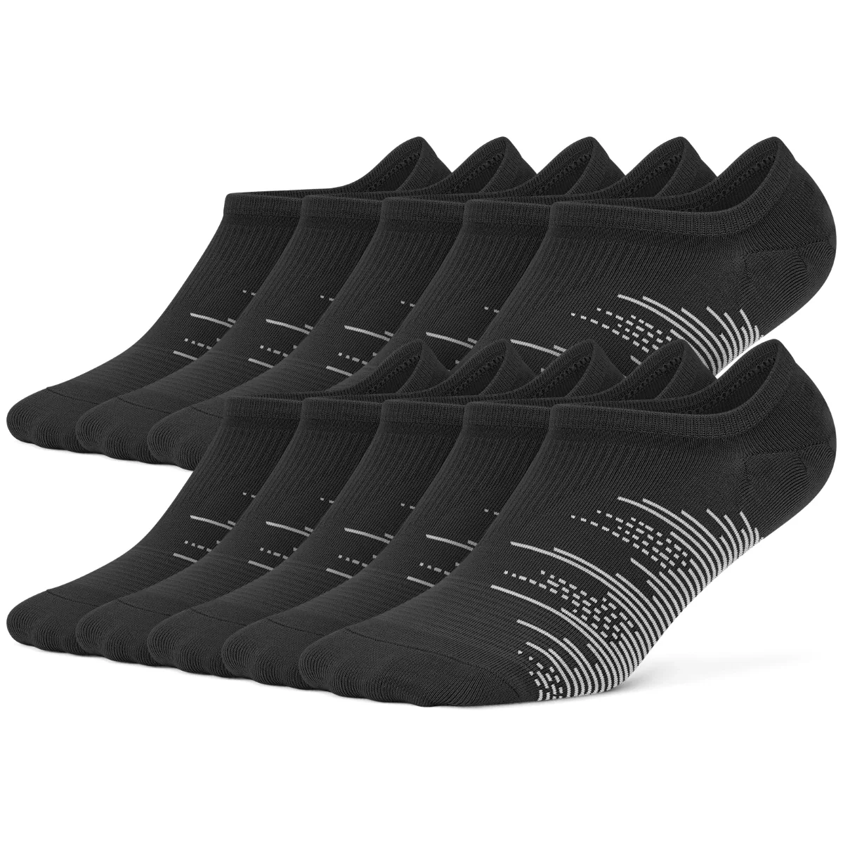 Wernies Men's Mesh Sport No Show Socks, 10 pairs, Black