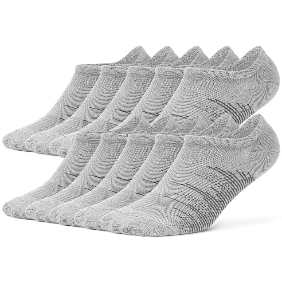 Wernies Men's Mesh Sport No Show Socks, 10 pairs, Gray