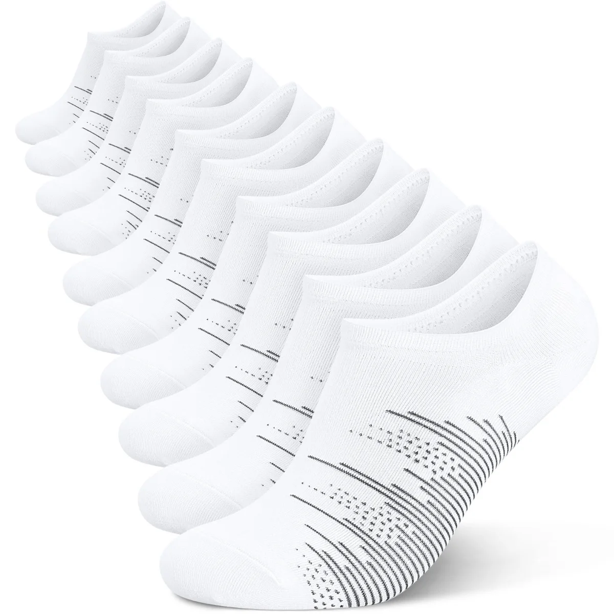 Wernies Men's Mesh Sport No Show Socks, 10 pairs, White
