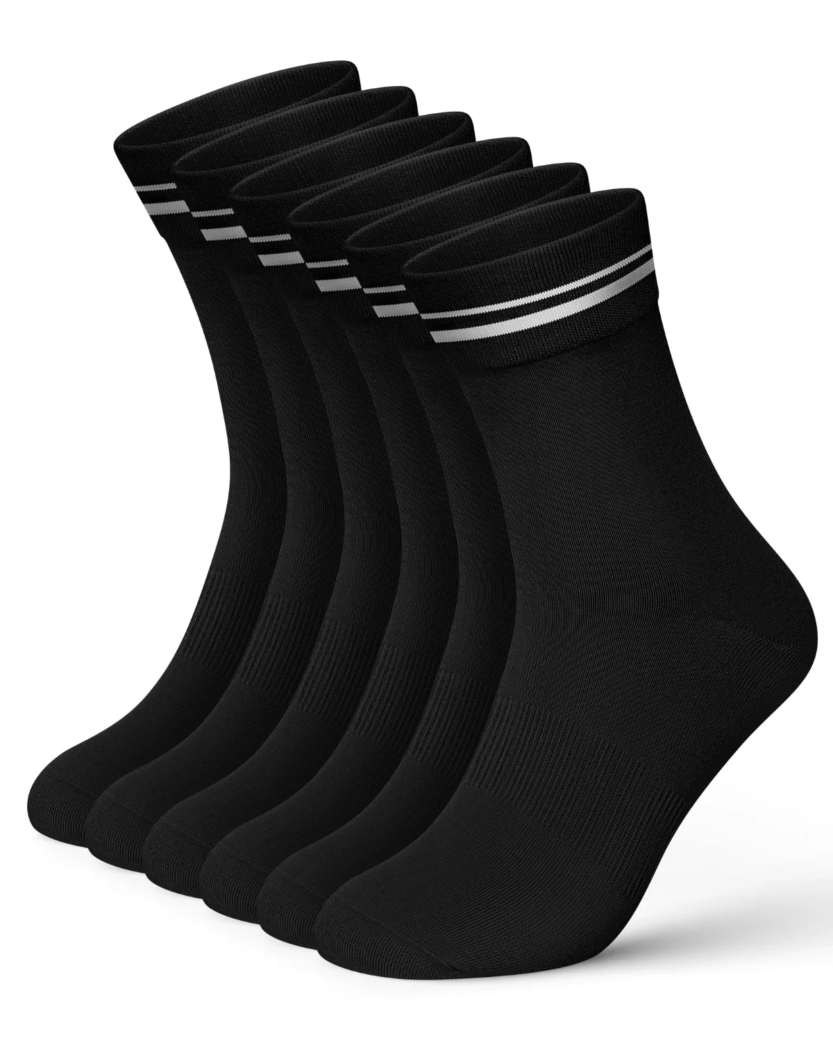 Wernies Striped Cotton Crew Socks, 6 pairs, Black